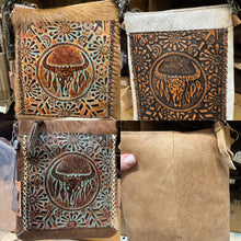 Load image into Gallery viewer, Cowskull Tooled Leather Crossbody Purse