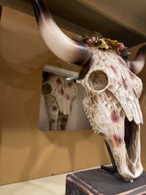 Load image into Gallery viewer, Sunflower Cactus Cowskull Statue
