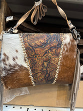 Load image into Gallery viewer, Tooled Floral Fringe Crossbody Purse