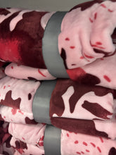 Load image into Gallery viewer, Scarlett Red & Pink Cow Print Super Plush Blanket