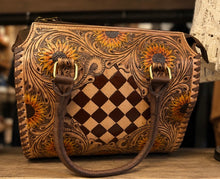 Load image into Gallery viewer, Tooled Speedy Checkered Sunflower Crossbody Purses