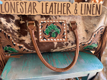 Load image into Gallery viewer, Cowhide Tooled Leather Floral Duffle Overnight Bag