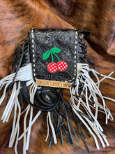 Load image into Gallery viewer, Cherry Tooled Leather Fringe Crossbody Purse