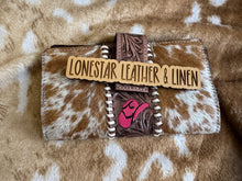 Load image into Gallery viewer, Pink Cowboy Hat Cowhide Tooled Wallet