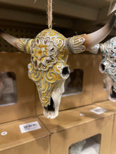 Load image into Gallery viewer, Set of 3 Cowskull Ornament RearView Hangers