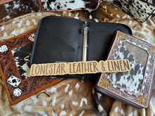 Load image into Gallery viewer, Tooled Leather & Cowhide Binder Portfolios