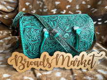 Load image into Gallery viewer, Turquoise Tooled Speedy Crossbody Purse
