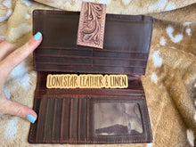 Load image into Gallery viewer, Pink Cowboy Hat Cowhide Tooled Wallet