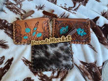 Load image into Gallery viewer, Tooled Cowhide & Leather Coin Purses