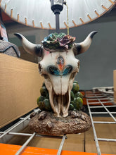 Load image into Gallery viewer, RA7160 Floral Cowskull Lamp
