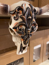 Load image into Gallery viewer, Fleur de Lys Cowskull Wall Decor