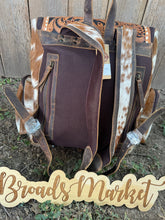 Load image into Gallery viewer, Longhorn Turquoise Cowhide Tooled Backpack
