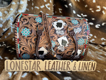 Load image into Gallery viewer, Concho Cards Bellagio Tooled Leather Speedy Crossbody Purse