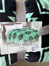 Load image into Gallery viewer, Veda Black & Teal Super Plush Blanket