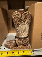 Load image into Gallery viewer, RA7752 Tooled Horse Boot Vase