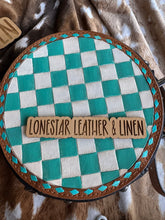 Load image into Gallery viewer, Turquoise Checkered Canteen Crossbody Purse