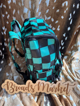 Load image into Gallery viewer, Teal Checkered Leather Backpack