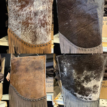 Load image into Gallery viewer, BA2143 Cowhide Fringe Studded Crossbody Purse