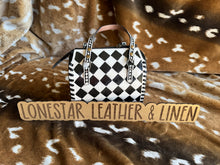 Load image into Gallery viewer, Black & White Checkered Speedy Crossbody Purse (White)