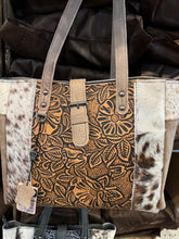 Load image into Gallery viewer, Tooled Floral Cowhide Handbag Purse BA2824