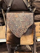 Load image into Gallery viewer, BA2825 Tooled Floral Flap Cowhide Crossbody Purse