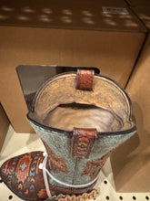 Load image into Gallery viewer, RA6182 Turquoise Aztec Ziglag Boot Vase