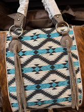 Load image into Gallery viewer, BA2839 Blue Aztec Cowhide Handbag
