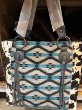 Load image into Gallery viewer, BA2839 Blue Aztec Cowhide Handbag