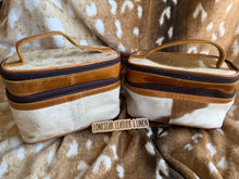 Load image into Gallery viewer, Beige Red Cowhide Make Up Cosmetic Cases