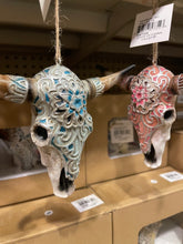 Load image into Gallery viewer, Set of 3 Cowskull Ornament RearView Hangers