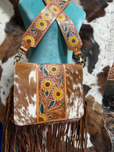 Load image into Gallery viewer, Stunning Cowhide Tooled Strap Crossbody Purse