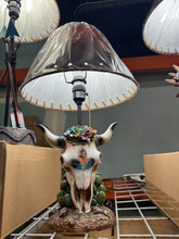 Load image into Gallery viewer, RA7160 Floral Cowskull Lamp