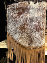 Load image into Gallery viewer, BA2143 Cowhide Fringe Studded Crossbody Purse