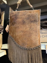 Load image into Gallery viewer, BA2143 Cowhide Fringe Studded Crossbody Purse
