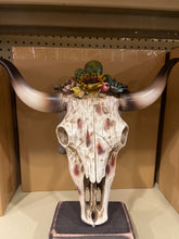 Load image into Gallery viewer, Sunflower Cactus Cowskull Statue