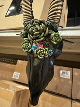 Load image into Gallery viewer, Black Floral Succulent Skull