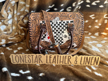 Load image into Gallery viewer, Vitruvian Checkered Cards Speedy Crossbody Purse