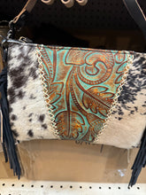 Load image into Gallery viewer, Tooled Floral Fringe Crossbody Purse