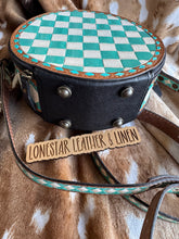Load image into Gallery viewer, Turquoise Checkered Canteen Crossbody Purse