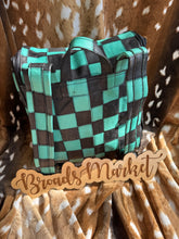 Load image into Gallery viewer, Teal Checkered Leather Backpack