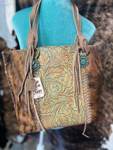 Load image into Gallery viewer, Tooled Floral Cowhide Shoudler Bag Purse