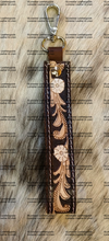 Load image into Gallery viewer, Tooled Leather Wristlet Keychins
