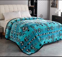 Load image into Gallery viewer, Caya Blue Aztec Super Plush Blanket