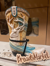 Load image into Gallery viewer, White & Blue Deer Boot Piggy Bank