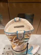 Load image into Gallery viewer, White & Blue Deer Boot Piggy Bank