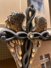 Load image into Gallery viewer, Black Twisted Angel Wing Cross