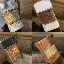 Load image into Gallery viewer, Cowhide Tooled Braided Wristlet Wallets