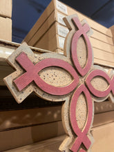 Load image into Gallery viewer, Pink Jesus Fish Christian Cross