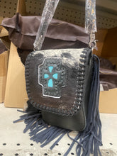 Load image into Gallery viewer, Turqouise Cross Belt Loop Fringe Crossbody