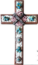Load image into Gallery viewer, Turquoise Barbed Wire Lotus Cross